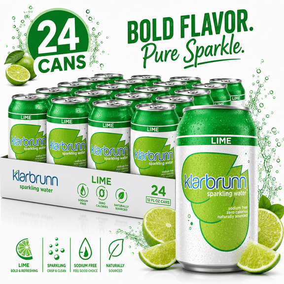 Klarbrunn Lime Sparkling Water 12 Fl Oz Cans 24 Pack Naturally Sourced