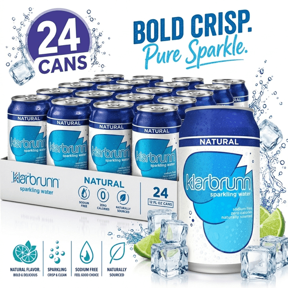 Klarbrunn Natural Sparkling Water 12 Fl Oz Cans 24 Pack Naturally Sourced