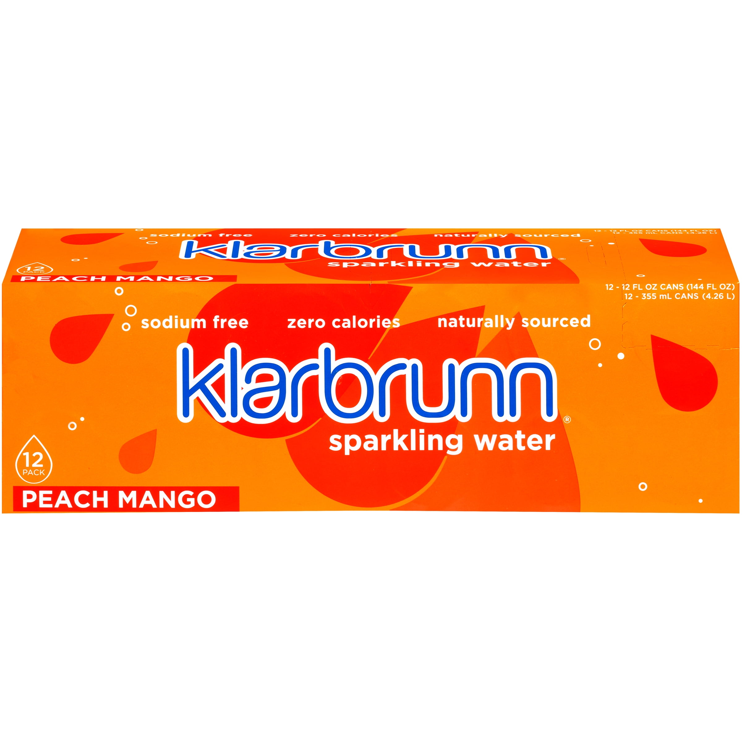 Klarbrunn Peach Mango Naturally Sourced Sparkling Water, 12 fl oz 12 Pack Cans