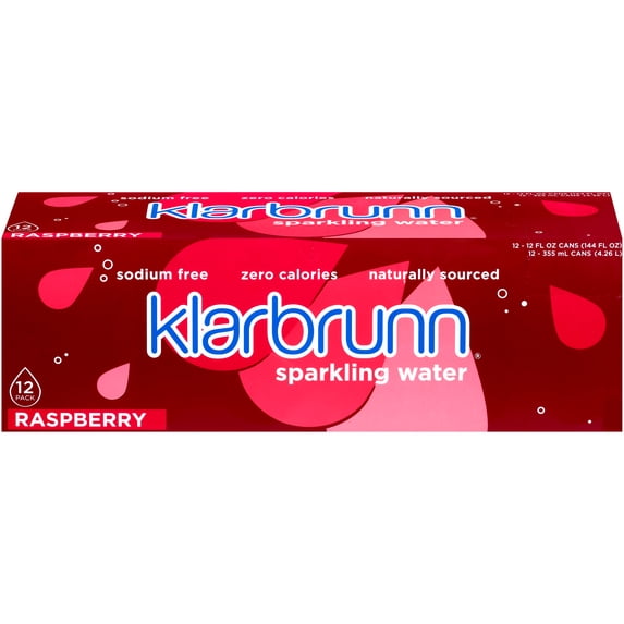Klarbrunn Raspberry Naturally Sourced Sparkling Water, 12 fl oz 12 Pack Cans