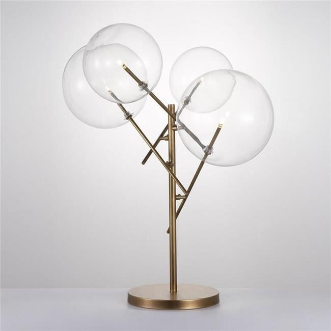 Antique Brass 28" Adjustable Globe Shade LED Table Lamp