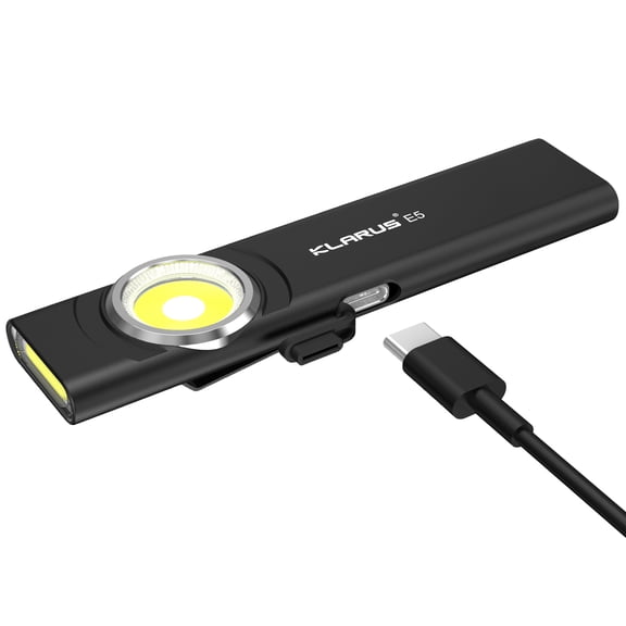 Klarus E5 Tactical Mini Flat EDC Flashlight,600 Lumens Led,8 Mode,IPX4, with Magnetic base,Black