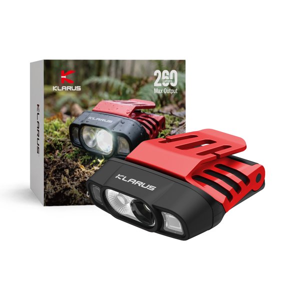 Klarus HC3 Pro Rechargeable Headlamp with Motion Sensor, 6 Light Modes Clip-On Hat Light with Red Light,IPX6,260 Lumen,180° Adjustablet, Red