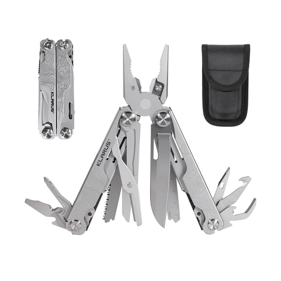 Klarus MT07 20-in-1 Multitool, Heavy Spring Pliers, Topographic Texture Finish, Dual Lock System, High-Carbon Stainless Steel, Includes Nylon Sheath  Pocket Tool for EDC, Outdoor, and Gifts