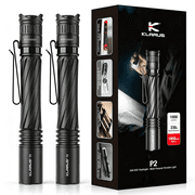 Klarus P2 Tactical Pen light, 1000 Lumens,IPX8 Waterproof, 1800mAh USB-C Rechargeable or 2AA, Pocket Flashlight,Black,2 Parks