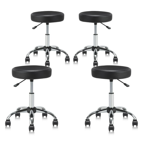 Klasika Swivel Rolling Backless Salon Stools, Black (Set of 4)