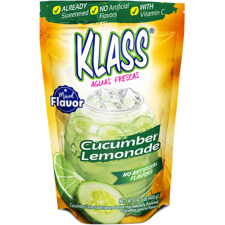 Klass Aguas Frescas Cucumber Limeade, with Vitamin C, Multiserve, Powdered Drink Mix, 14.1oz