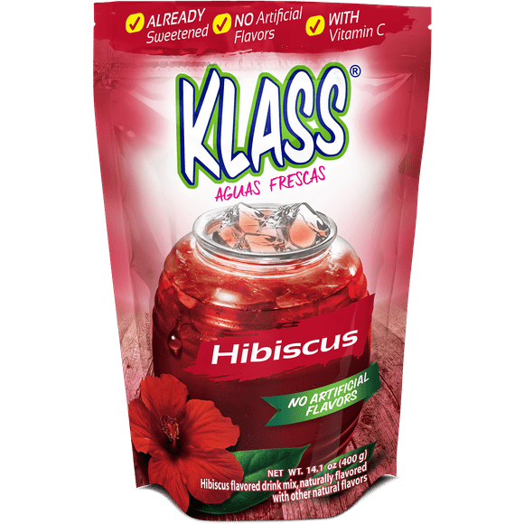 Klass Aguas Frescas Hibiscus, with Vitamin C, Multiserve, Powdered Drink Mix, 14.1oz