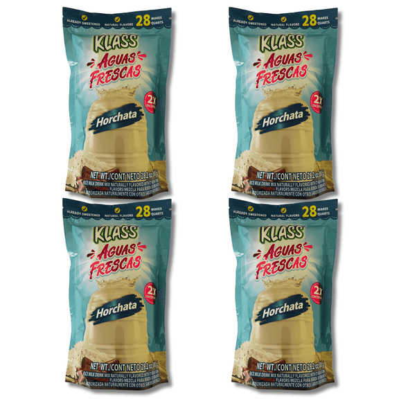 Klass Aguas Frescas Horchata Drink Mix, 28.2 oz, 4 Pack, Naturally Flavored, Makes 112 Quarts