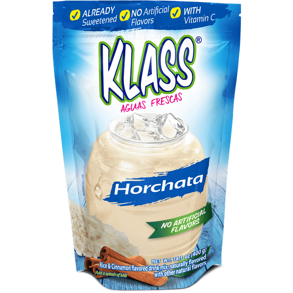 Klass Aguas Frescas Horchata, with Vitamin C, Multiserve, Powdered Drink Mix, 14.1oz