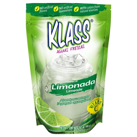 Klass Aguas Frescas Limonada Limeade Drink Mix 14.1 oz (Pack of 84)