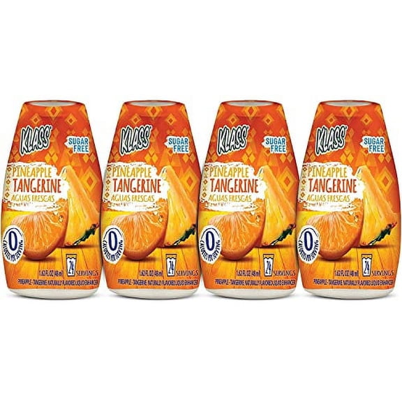 Klass Aguas Frescas | Liquid Water Enhancer | Sugar Free Naturally Flavored Pineapple Tangerine, Keto Friendly |1.62 Oz Pack of 4 (Makes 24 servings each) 0 Calories Per Serving