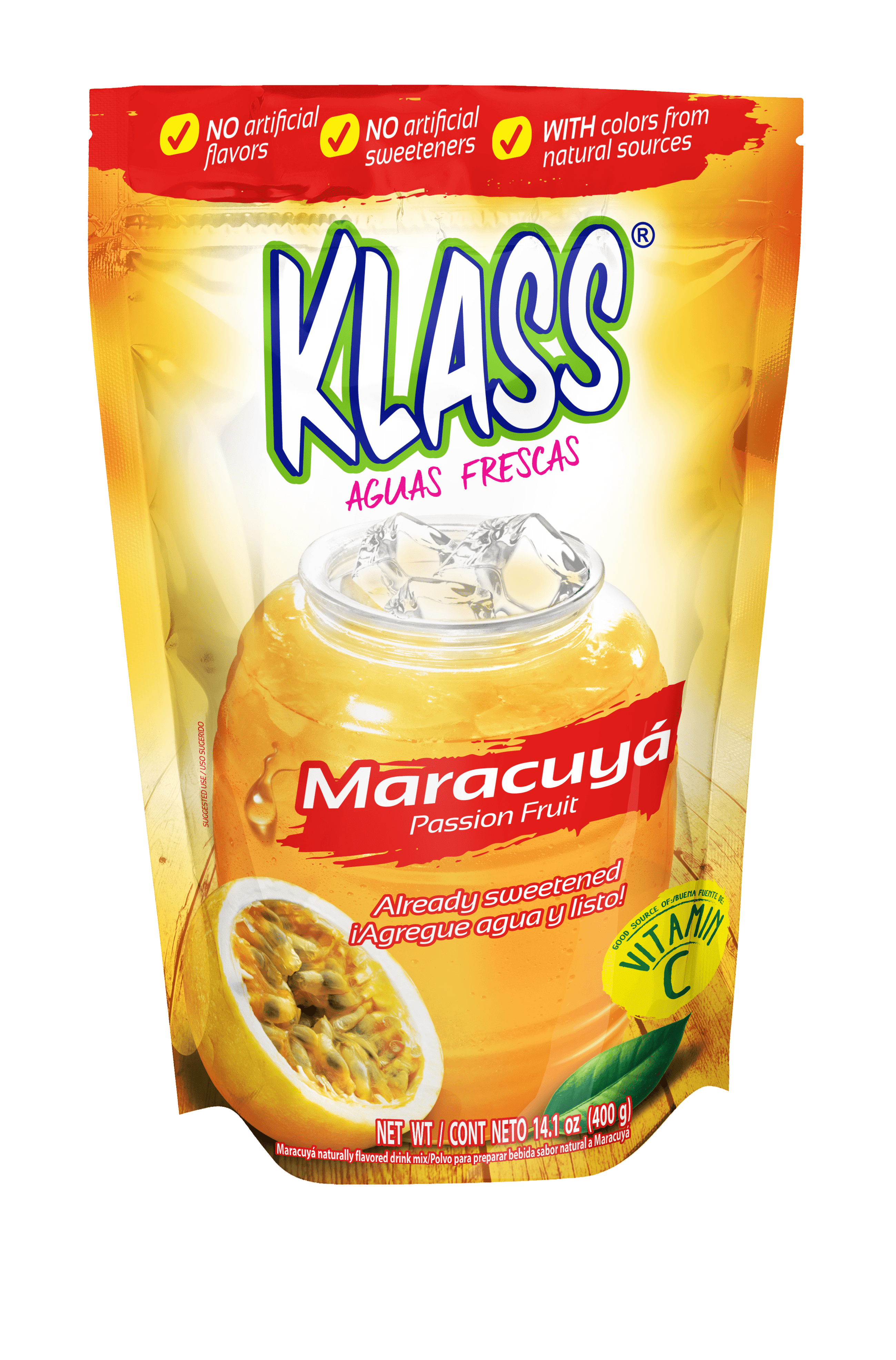 Klass Aguas Frescas, Maracuya Naturally Flavored Drink Mix, 14.1 oz ...