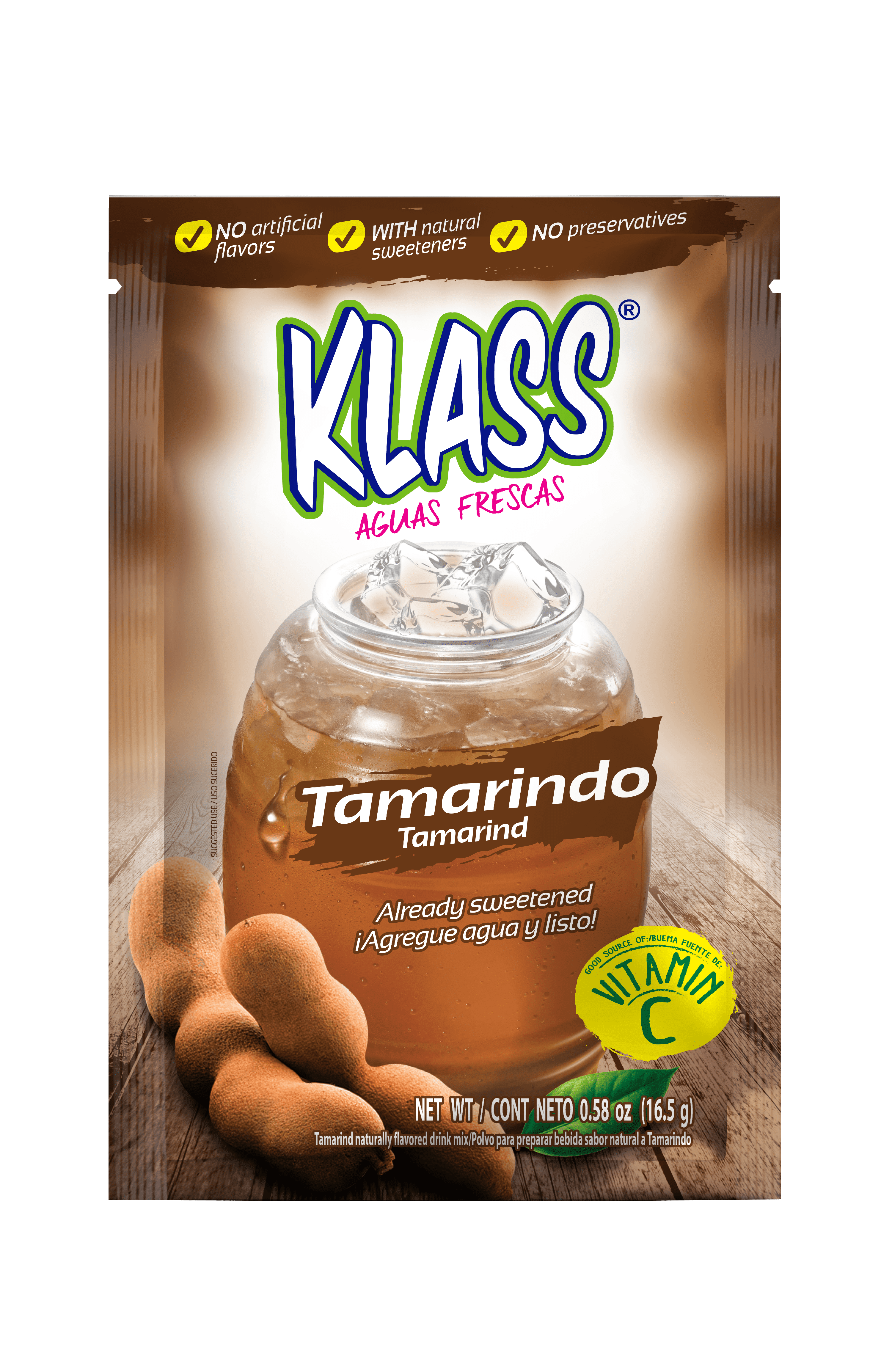 Klass Aguas frescas, Powder Instant Drink Mix, Tamarindo Flavored , Net QTY 0.26 oz