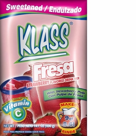 Klass Fresa Strawberry Drink Mix 14.1 oz (Pack of 48)