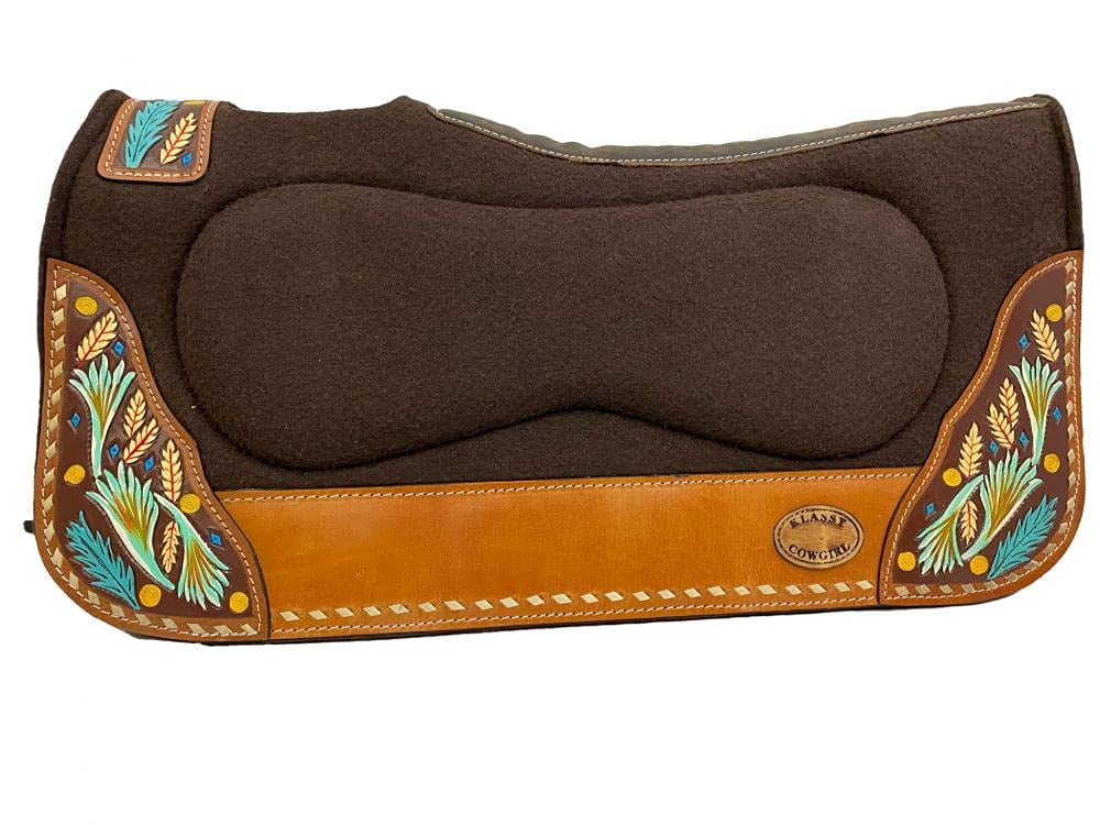 Sottosella In Feltro Klassy Cowgirl, Marrone Con Piuma Anticata, 28x30, Stile Canna, KC-3901