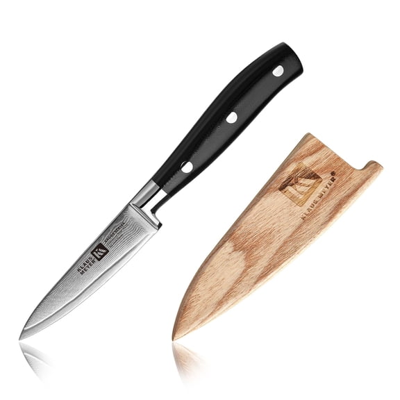 Klaus Meyer Argos Damascus Steel 3.5 inch Paring Knife with Wood Sheath