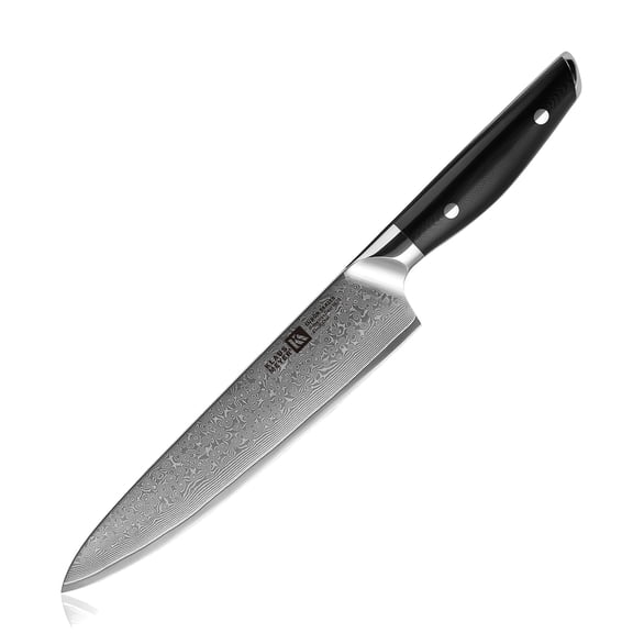 Klaus Meyer Luxor 8 Inch Chef Knife, Damascus Kitchen Knife, VG10 High Carbon Stainless Steel Japanese Chefs Knife