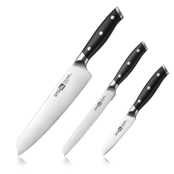 Klaus Meyer Stahl High Carbon Exclusive German Steel 3 Piece Knife Set (Black)