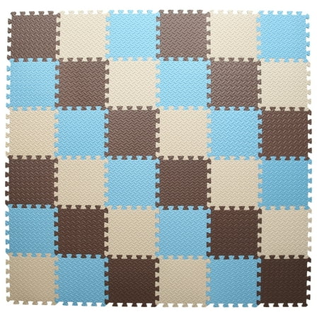 Klay Non-Toxic Play Mat | Beige+Gray+Blue Soft Toddler Playmat | Jigsaw Puzzle PlayMat | 18Pcs Squares Foam Floor Mats for Kids & Babies | EVA Foam Interlocking Tiles for Gym, Nursery, Playroom