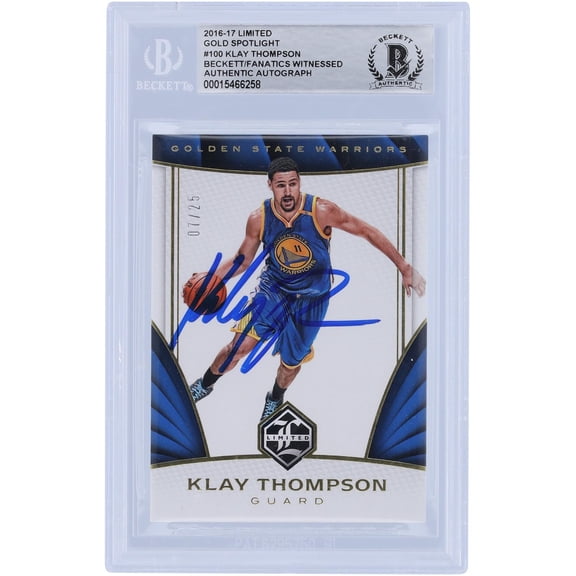 Klay Thompson Golden State Warriors Autographed 2016-17 Panini Limited Gold Spotlight #100 #7/25 Beckett Fanatics Witnessed Authenticated Card - Fanatics Authentic Certified