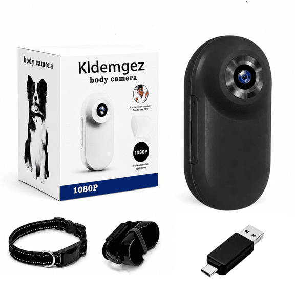 Kldemgez1080P Dog & Cat Camera Collar with 64GB Card, Mini Wearable POV Camera Wireless Pet Cam for Video/Photo, Portable Sport Action Camera with Multi-Mount Accessories for Vlogging & Pets