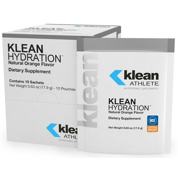 Klean ATHLETE Klean Hydration | Electrolyte Replacement Formula to Hydrate, Maintain Electrolyte Balance, and Rehydrate During Physical Activity | 10 Sachets | Natural Orange Flavor