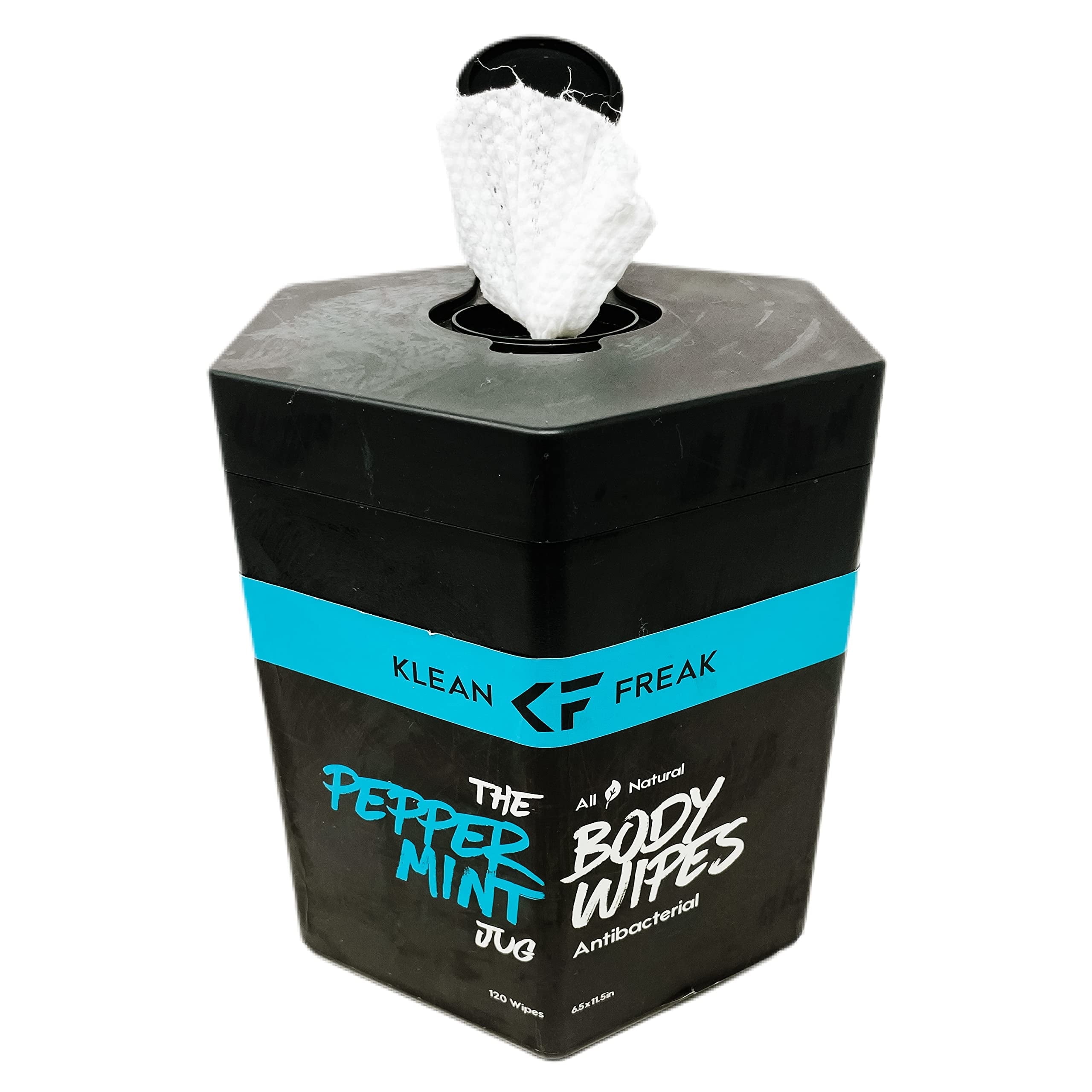 Klean Freak Body Cleansing Wipes, Peppermint, 120 Count Jug, Aloe & Witch Hazel, Alcohol-Free