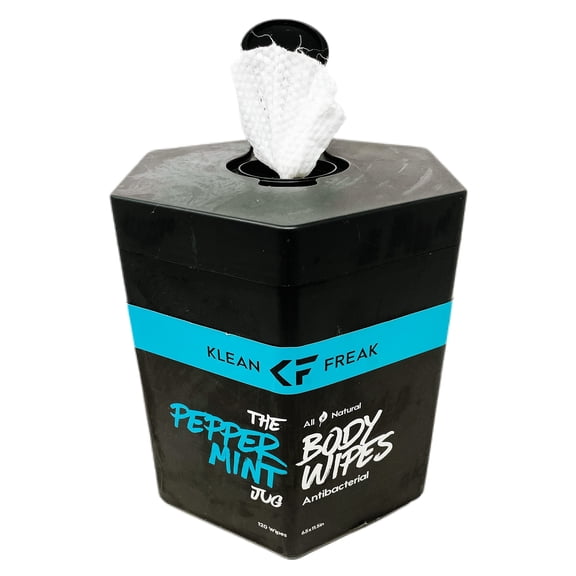 Klean Freak Body Cleansing Wipes, Peppermint, 120 Count Jug, Aloe & Witch Hazel, Alcohol-Free