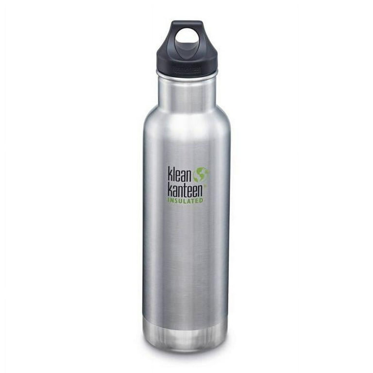 Klean Kanteen 20oz Water Bottle Insulated Classic Loop Cap Brushed Stainless