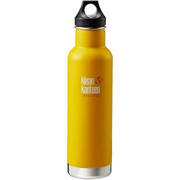Klean Kanteen 1003106 Classic Stainless Steel Double Wall Insulated Water Bottle with Loop Cap, Lemon Curry