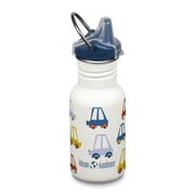 Klean Kanteen 12 oz Classic Kids Sippy Bottle - For Little Hands - With Dust Cover & Attachable Loop - Durable, BPA-Free, Stainless Steel Material - Fits Interchangeable Caps - Cars