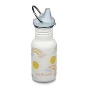 Klean Kanteen 12 oz Classic Kids Sippy Bottle - For Little Hands - With Dust Cover & Attachable Loop - Durable, BPA-Free, Stainless Steel Material - Fits Interchangeable Caps - Rainbows