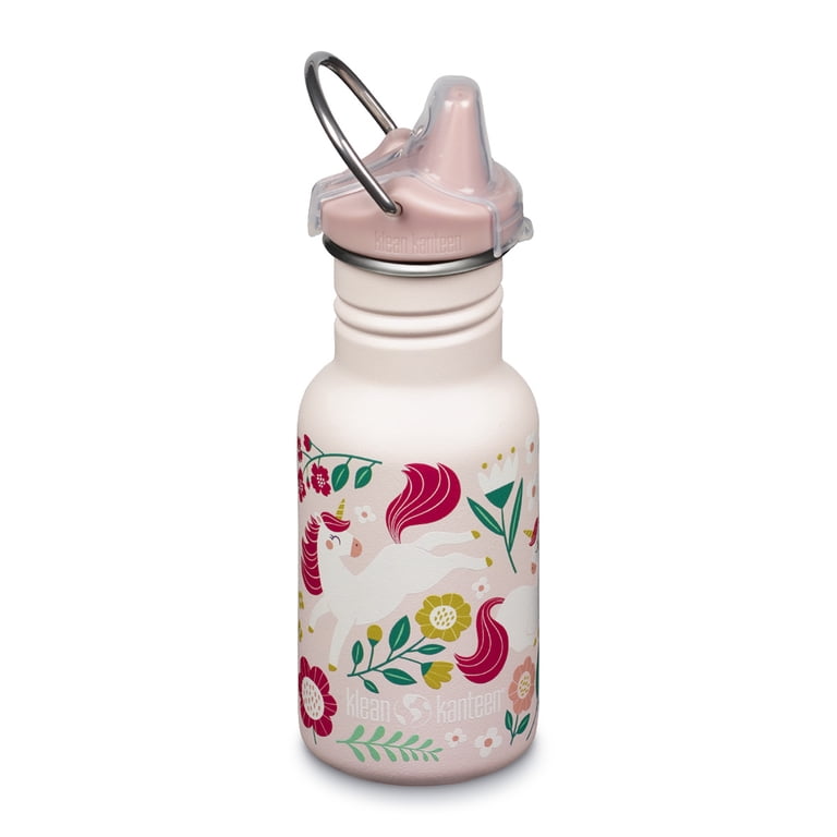 Klean Kanteen 12 oz Classic Kid's Sippy Bottle - Leaping Unicorns Pink
