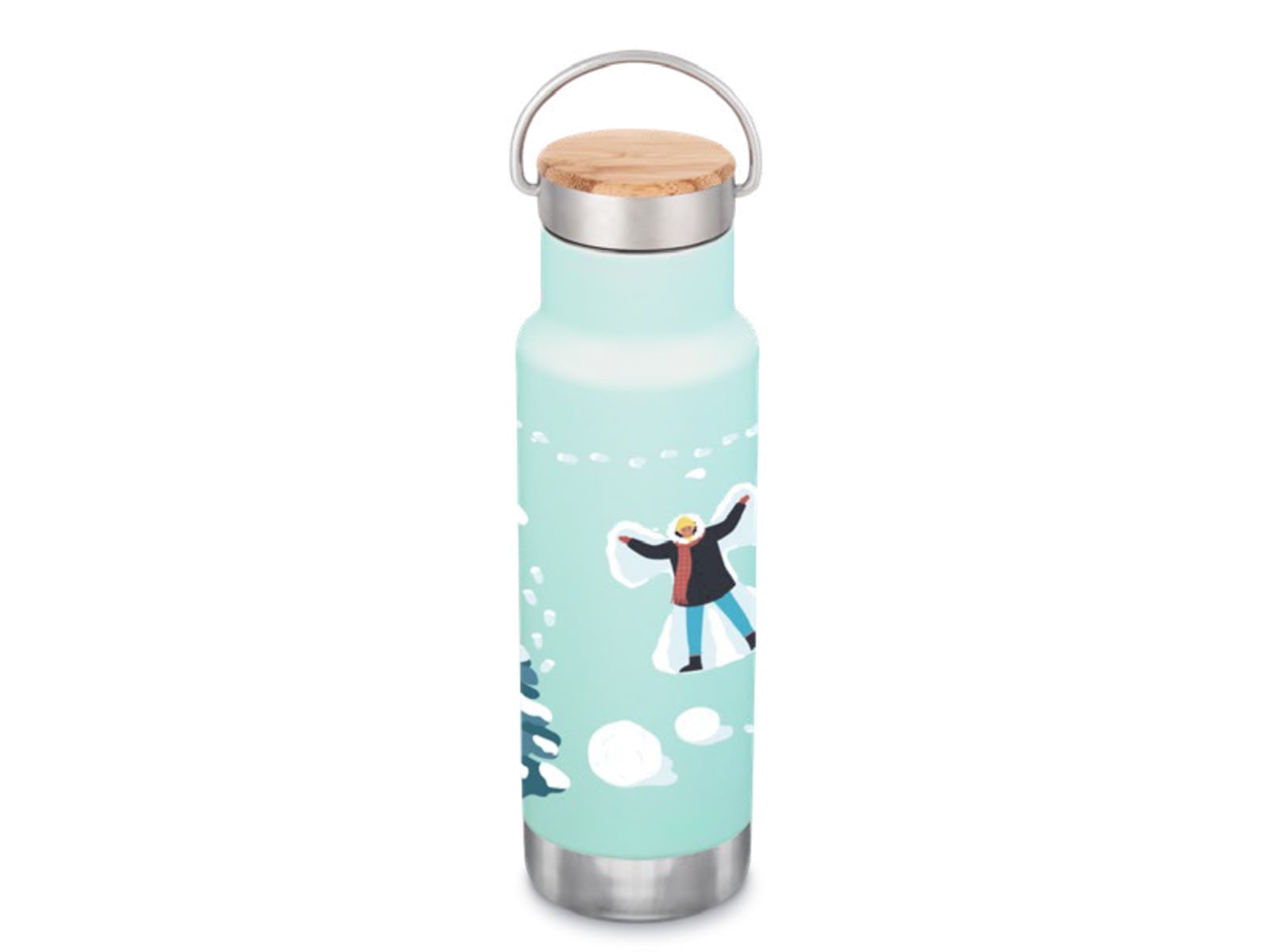 Klean Kanteen 12oz Insulated Classic Bottle w/ Bamboo Cap, Snow
