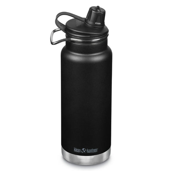 Klean Kanteen 32 fl oz Stainless Steel Insulated Water Bottle Chug Cap Black, 1