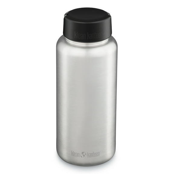 Klean Kanteen 40oz Light Weight Water Bottle Wide Loop Cap Brushed Stainless, 1