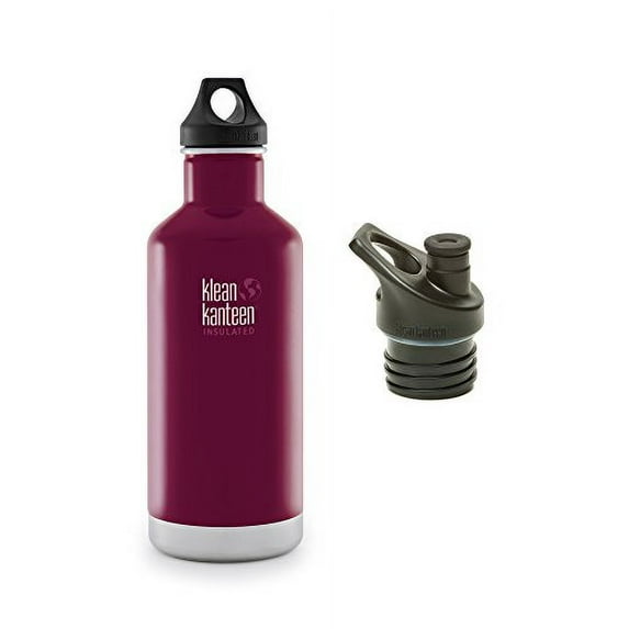 Klean Kanteen Classic Insulated Bottle Bundle with 2 Caps (Beet Root, 32 OZ)