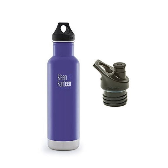 Klean Kanteen Classic Insulated Bottle Bundle with 2 Caps (Blooming Iris, 20 OZ)