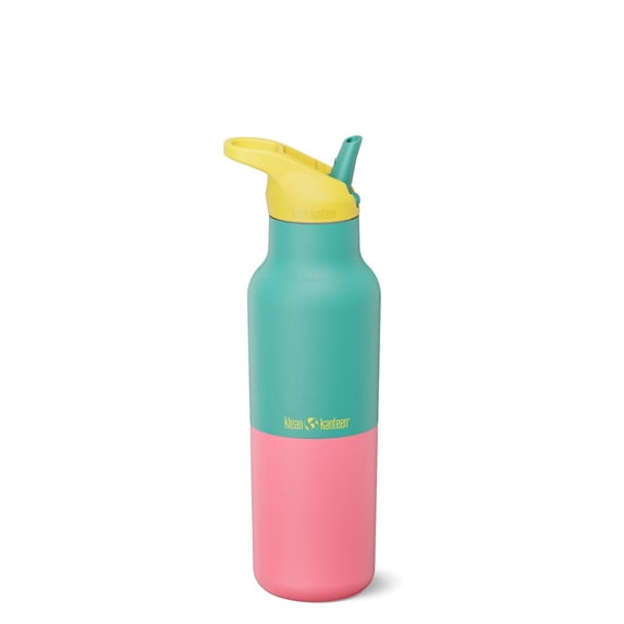 Klean Kanteen Rise Classic Insulated Water Bottle - Keep Drinks Cold for 42 Hours - Stainless Steel - Insulated Water Bottle - Leakproof - Flip Seal Sport Cap - 16 oz - Turquoise Kaleidoscope