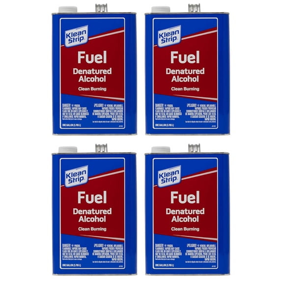 Klean-Strip GSL26 Denatured Alcohol, 1 Gallon, 4 Pack Multi-Purpose Cleaner, Fuel & Solvent