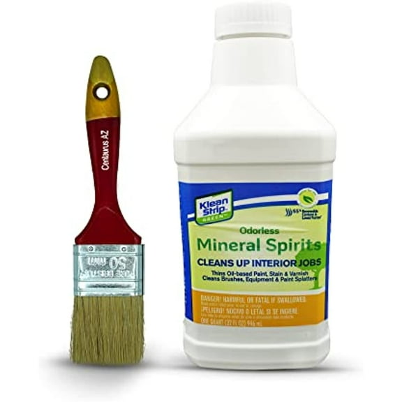 Klean Strip Green Odorless Mineral Spirits-1QT with Centaurus AZ Brush