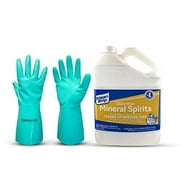 Klean Strip Odorless Mineral Spirits Non-Toxic Formula Wood Restoration Degrease Automotive Wipes Off Price Tag Residue Parts Now with Chemical Resistant Gloves by Centaurus AZ, 1 Gallon