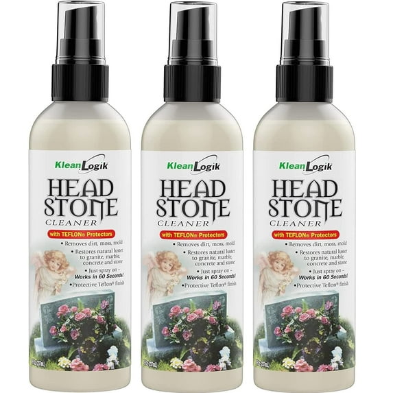 KleanLogik Headstone Cleaner for Graves & Tombstones Set of Three 8 fl oz