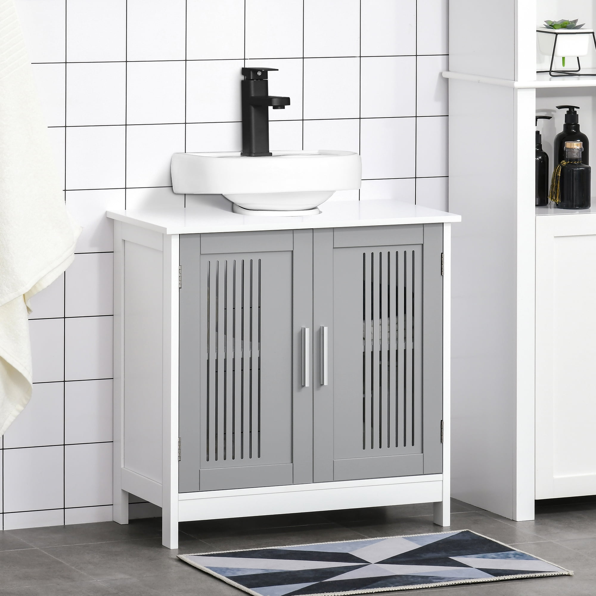 Kleankin Modern Under Sink With 2 Doors, Pedestal Under Sink