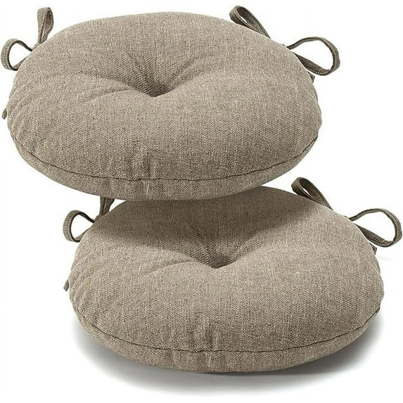 Klear Vu Bistro Outdoor Round Seat Cushions, Wellfleet Bay Woven Revolution Performance Fabric (Set of 2), Tan