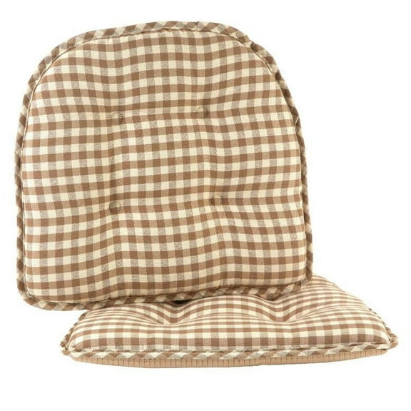 Klear Vu Gripper 16" x 15" Gingham Tufted Chair Cushion - Set of 2