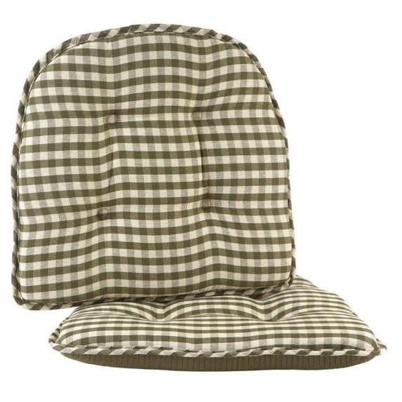 Klear Vu Gripper 16" x 15" Gingham Tufted Chair Cushion - Set of 2