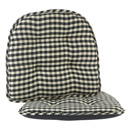 Klear Vu Gripper 16" x 15" Gingham Tufted Chair Cushion - Set of 2
