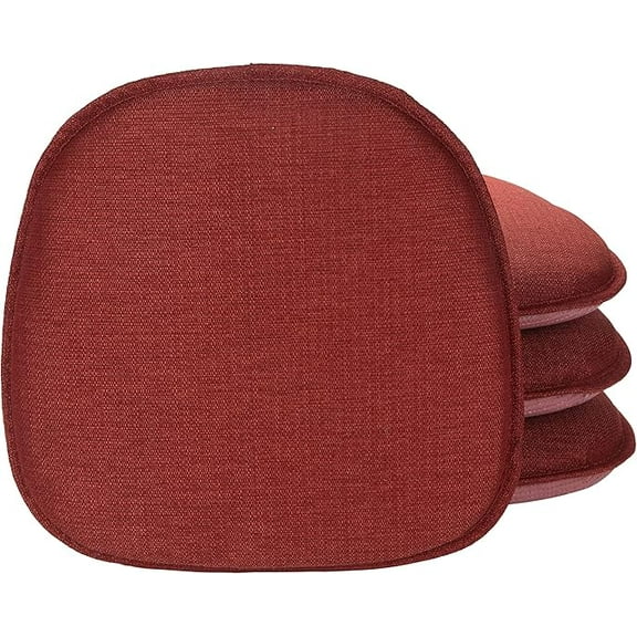 Klear Vu Gripper Non-Slip Mid Century Modern Shell Chair Cushion for Dining Room and Kitchen, Extra Thick Fill, Omega Upholstery Fabric, Set of 4, Flame